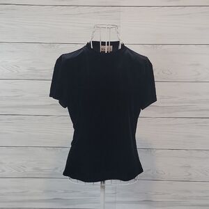 Maxou Black Velvet Short Sleeve Top Vintage 90s Womens Size M